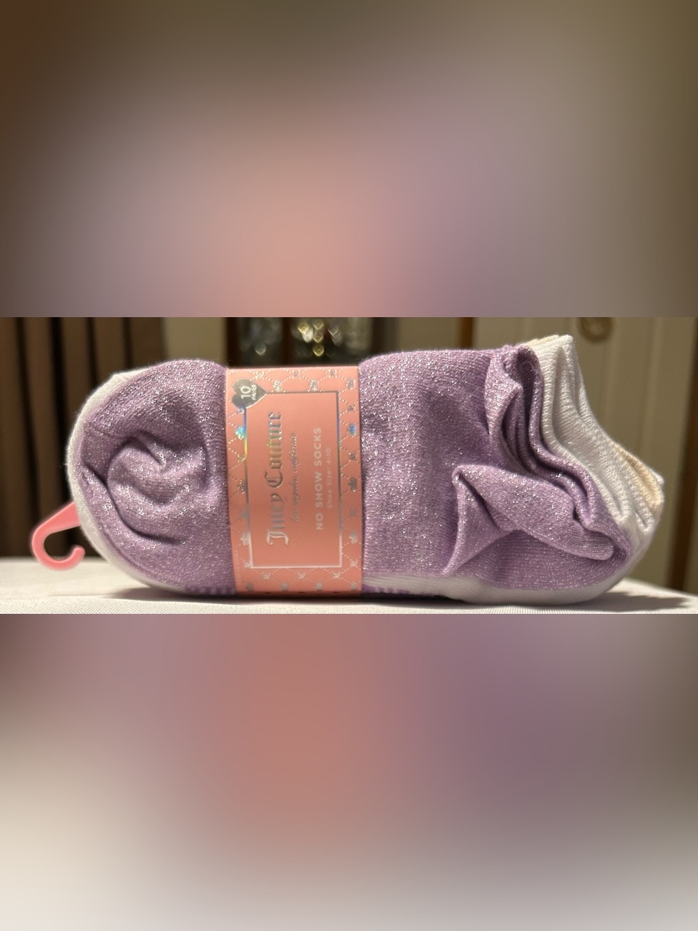 Juicy Couture Hearts - Women’s No-Show Socks-10pr - Glitter & Pastel Colors